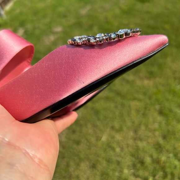 LV Madeleine Pointed Toe Heeled Sandal Satin with Crystals - Picture 9 of 16